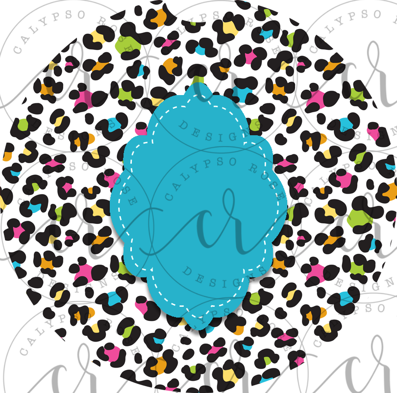 DIGITAL FILE Colorful Leopard Print Car Coaster Sublimation Template