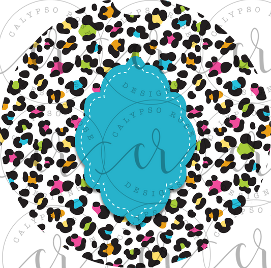 DIGITAL FILE Colorful Leopard Print Car Coaster Sublimation Template