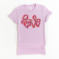 Cheerful Lilac & Pink "Love" T-Shirt | Unisex Casual Fashion | Ideal Valentine's or Galentine's Day Gift